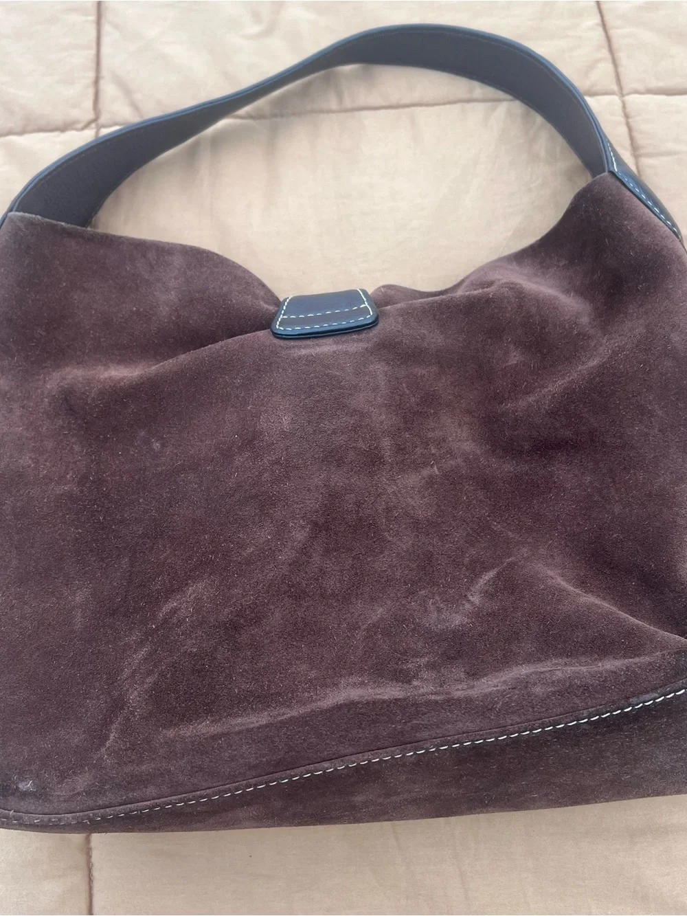 Vintage Dark Brown Suede Dooney & Bourke Y2K Era Lock Sac Clip Closure Bag